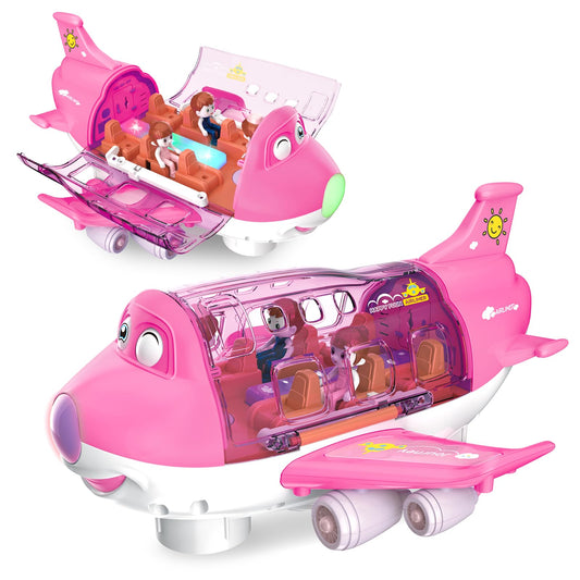 360 Rotating Electric Airplane Toy — Bump and Go | LED Lights and Sounds |