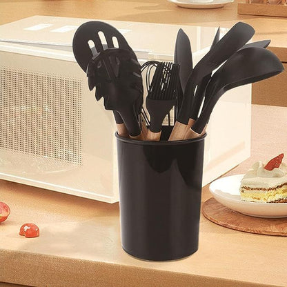 طقم أدوات مطبخ سيليكون من 12 قطعة — خالٍ من مادة BPA | مقاوم للحرارة حتى 240 درجة مئوية