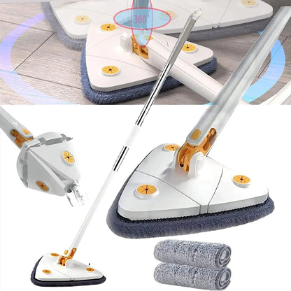 360 Rotating Self-Wringing Mop — Triangular Head | Microfiber | All Floors