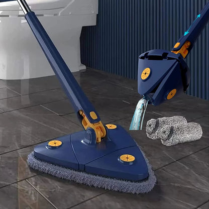 360 Rotating Self-Wringing Mop — Triangular Head | Microfiber | All Floors