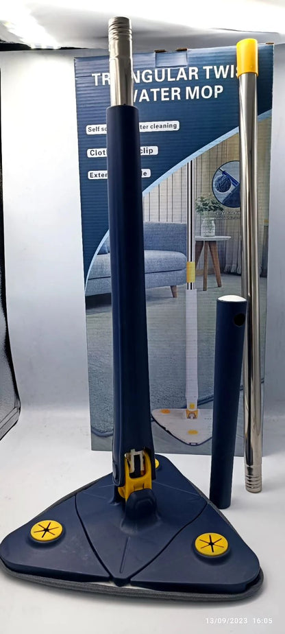 360 Rotating Self-Wringing Mop — Triangular Head | Microfiber | All Floors