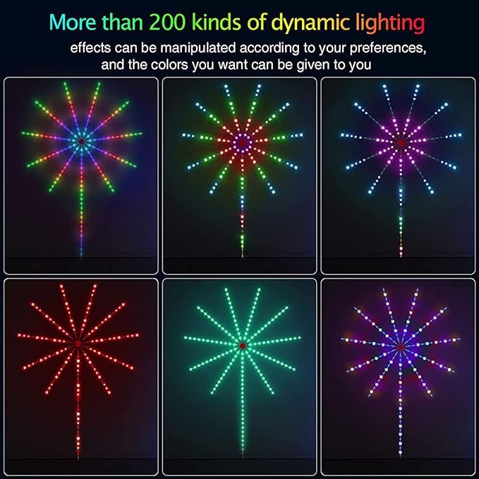 أضواء LED ذكية للألعاب النارية — 16 مليون لون | مزامنة مع الموسيقى | 213 وضعًا