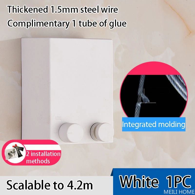 Retractable Clothesline Drying Rope — 4.2M Steel Wire | 20kg Capacity |