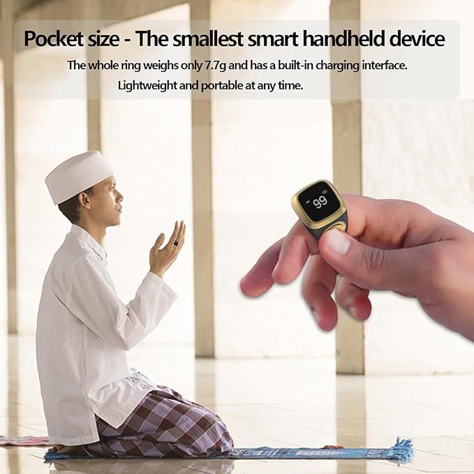 Zikr Smart Ring — OLED Display | Prayer Reminders | Tasbeeh Counter
